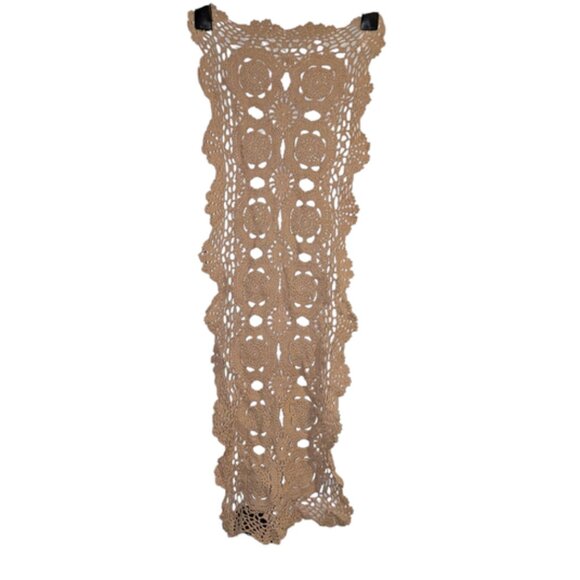 Martha Stewart Everyday Beige Doily Rectangle Lace Knit Runner Crocheted Table - Picture 1 of 4